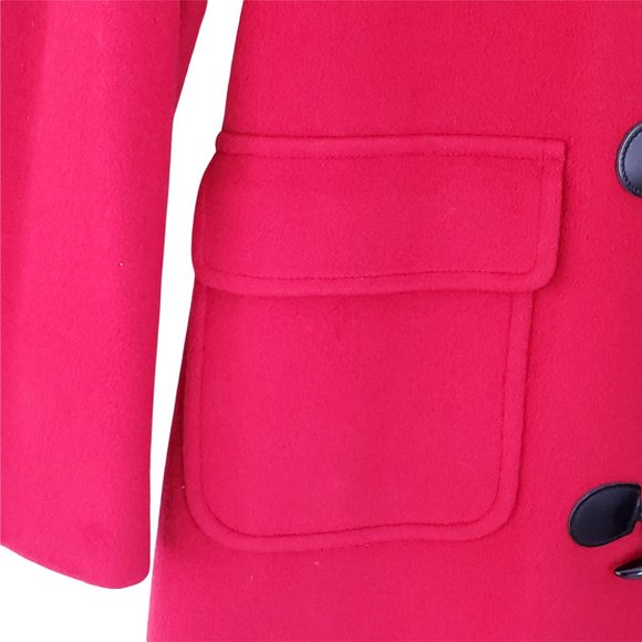 Vintage Women's L Casual Corner Red Wool Cashmere Coat Lined Toggles Pockets - Picture 9 of 13